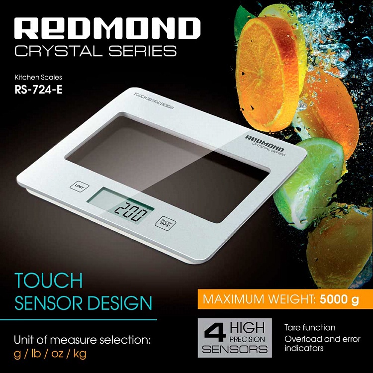 Весы кухонные REDMOND RS-724-E (белый) - фото 2 - купить в интернет-магазине Редмонд